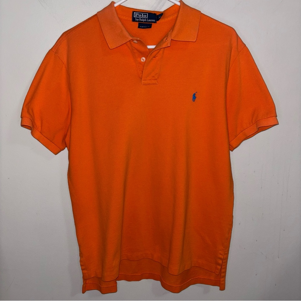 Polo Ralph Lauren orange custom fit short sleeve pique golf shirt size Large